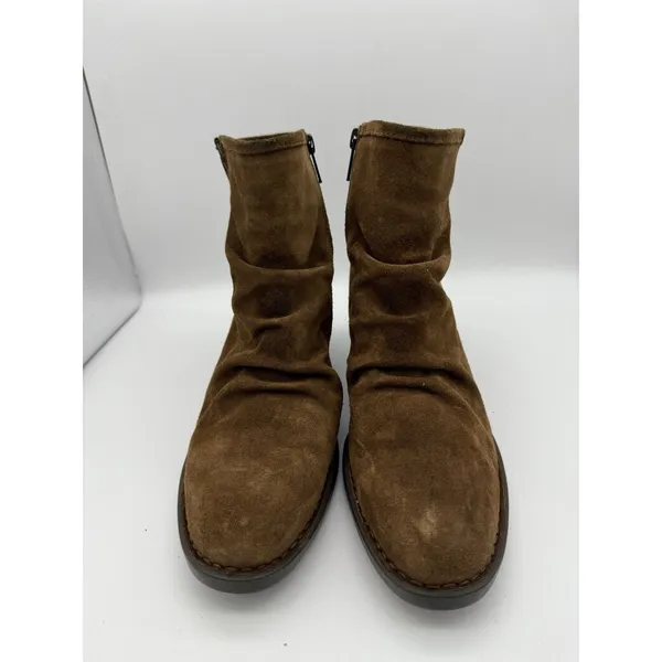Born Boots Womens 9.5 Brown Leather Booties 2.75" Heel Side Zip Travel Concert - Image 2