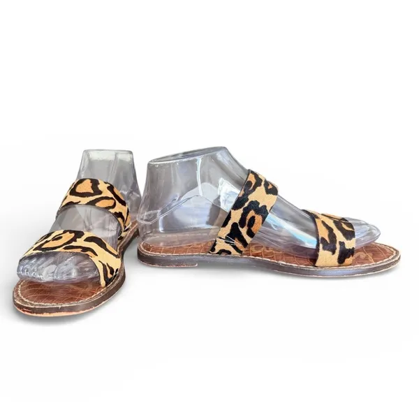 Sam Edelman Leopard Print Fur‎ Slide Sandals Women's Size 6 Brown - Image 2