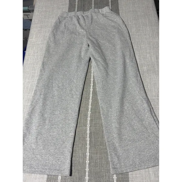Edikted Womens Small Wide Leg Sweatpants Heather Gray Varsity 06 Y2K Streetwear - Image 4