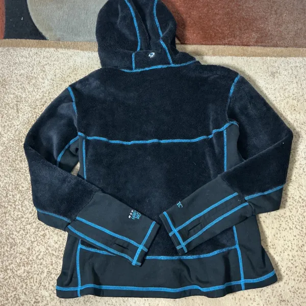 Mountain Hardwear Polartec Fleece Jacket Women L Black Blue Monkey Man Hoody Zip - Image 6
