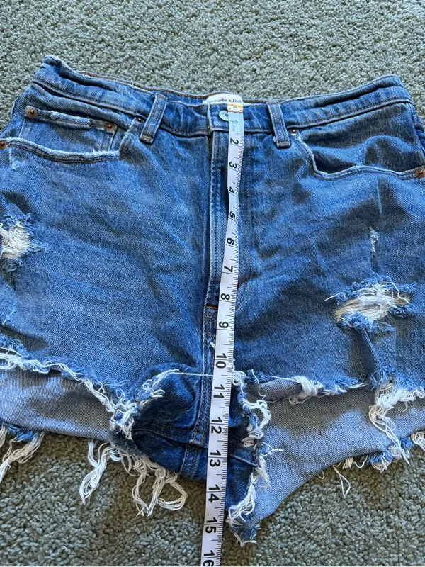 Abercrombie & Fitch Curve Love The Mom Short High Rise Size 30/10 Distressed - Image 6