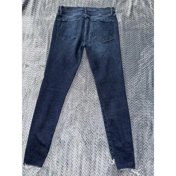 FRAME Le Skinny de Jeanne‎ Jeans Dark Wash Raw Hem Denim Size 28 - Image 6