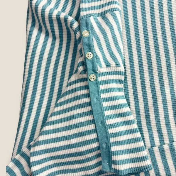 Y2k Polo Jeans Co by Ralph Lauren Blue White Striped Knit Turtleneck Size XL - Image 4