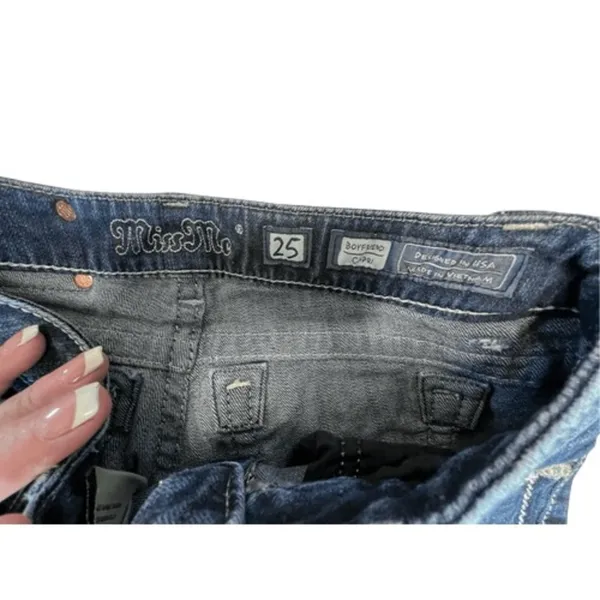 Miss Me Mid Rise Boyfriend Capri Dark Wash‎ Blue Jeans 25 Western Casual - Image 3