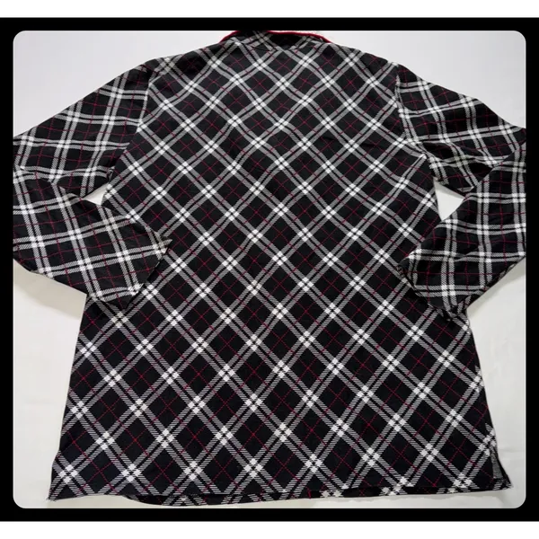 Laura Ashley Pajama Set Women Medium Black Plaid Cotton Blend Sleepwear‎ - Image 6