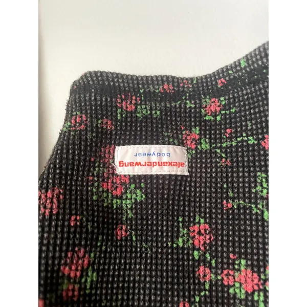 Alexander Wang Y2K Waffle Shirt Whimsigoth Rose Floral Punk Grunge Medium Black - Image 2