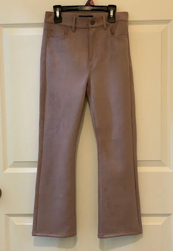 Ann Taylor Elegant Tan Faux Suede Boot Cut Pants. Size-0P - Image 2