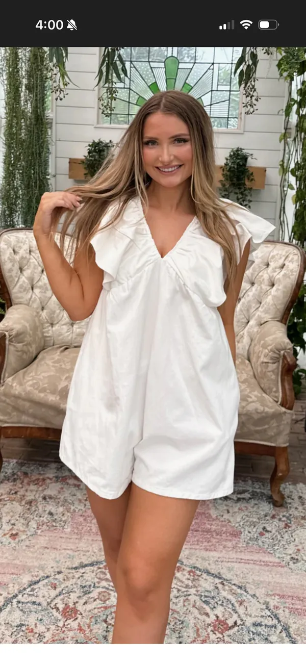 White Denim Romper - Image 3