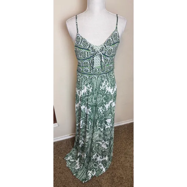 Moulinette Soeurs Green Paisley Tie Front Maxi Dress Brisbane Size M - Image 3