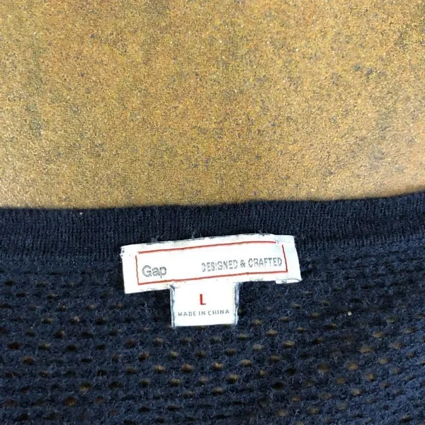 Gap Women’s Classic Mesh Navy Long Sleeve V-neck Pullover Size Large - Image 7