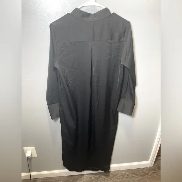 Banana Republic NEW Women's Mandarin-Collar Midi Shirtdress‎ Black Size XS - Image 3
