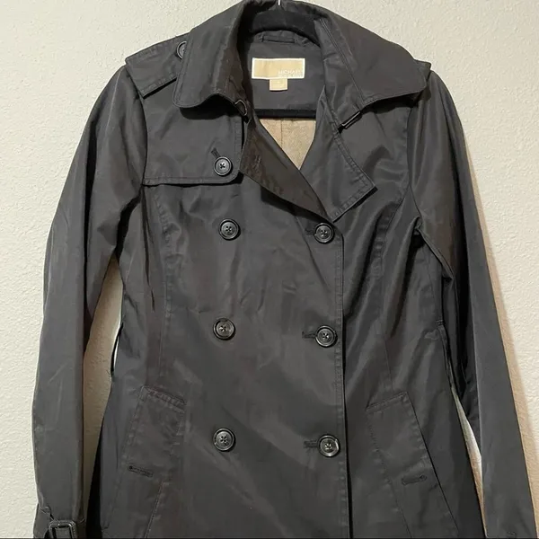Michael Kors Black Double Breasted Trench Coat Womans XS Lightweight Jacket - Image 3