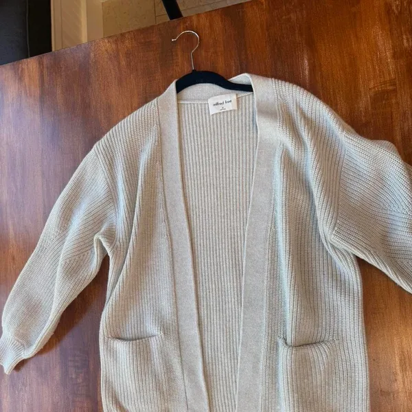 Aritzia Wilfred Free Travel Cardigan‎ Shaker Stitch Beige Oatmeal XS Oversized - Image 2