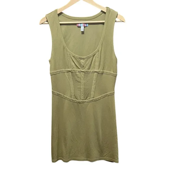 Urban Outfitters Ramona Corset‎ Knit Mini Dress Moss Green Size Large - Image 3