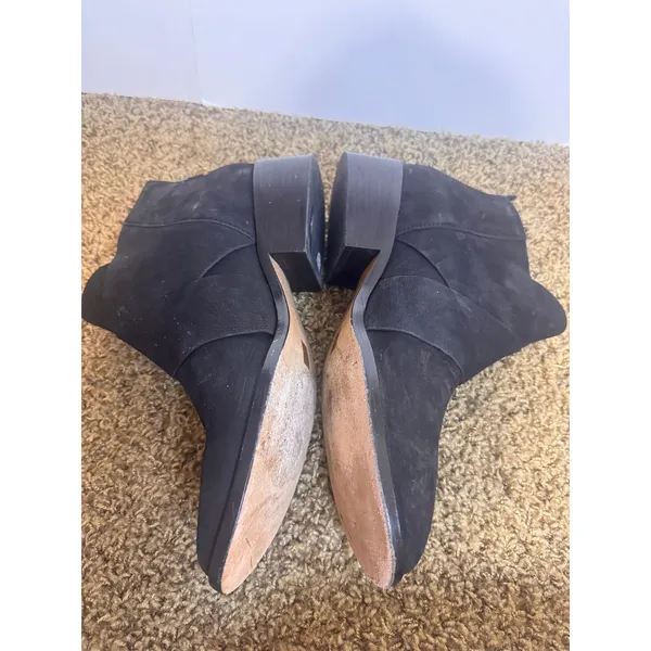 Eileen Fisher Black Suede Ankle Boots Womens 11 Low Block Heel Zip Booties - Image 3