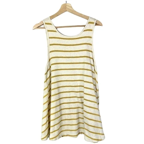 Free People We the Free Yellow Garden Stripe Sleeveless‎ Tunic S - Image 3