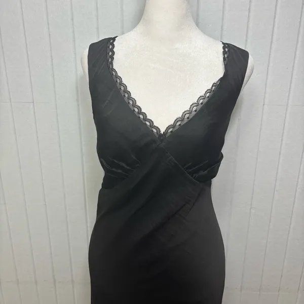 American Eagle Outfitters Black satin Lace Chemise dress‎ Size L - Image 5