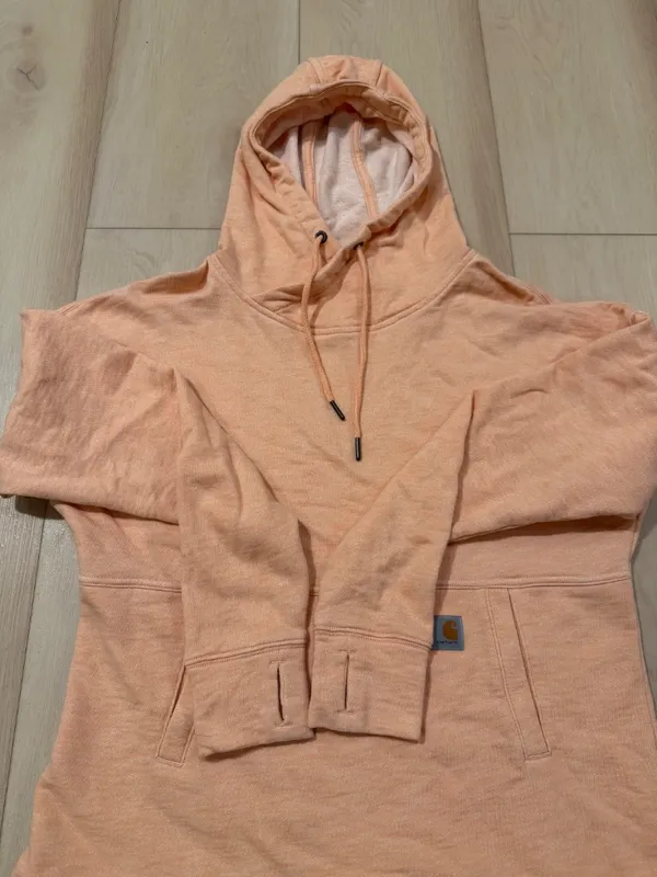 Carhartt Newberry Relaxed Fit Peach Pullover Hoodie Sweatshirt Womens Size Small - Image 3