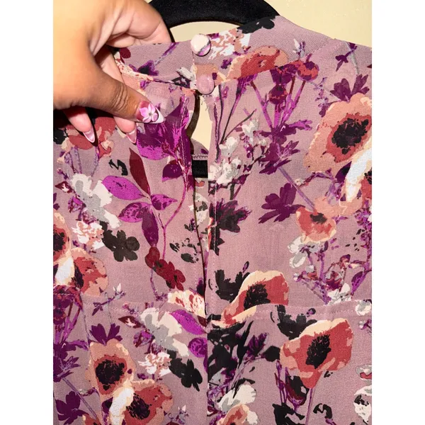Lulus NWT Cottagecore Purple Floral Midi Dress Sleeveless Chiffon M Romantic - Image 5