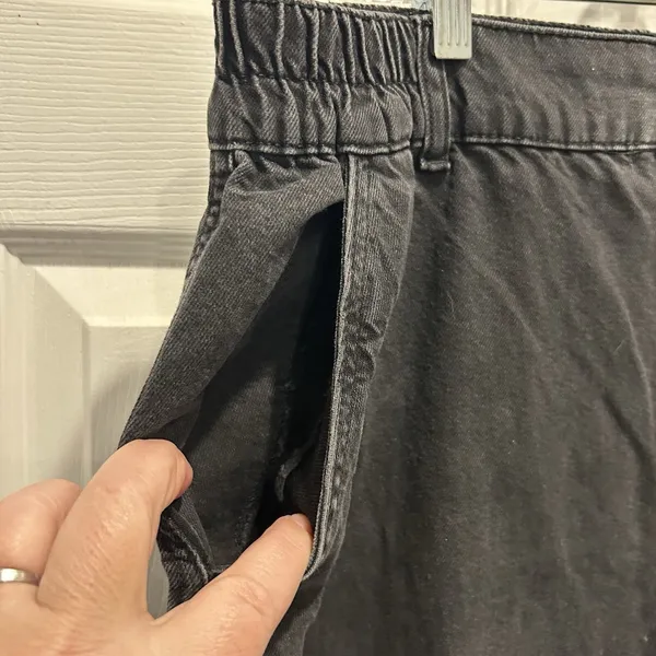 Garage Denim Black Wide Leg Elastic Waist Jeans Size 13/31 Organic Cotton Mix - Image 3