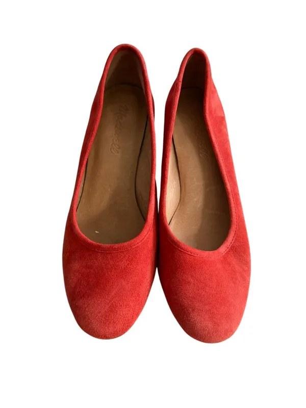 EVERLANE Red Orange Suede Heels Size 6 Womens Shoes - Image 8