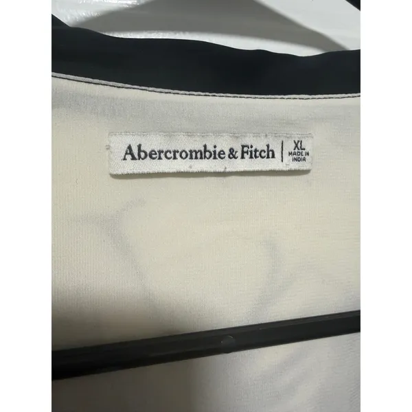 Abercrombie & Fitch Womens Black Cream Floral Wrap Mini Dress Long‎ Sleeve - Image 10