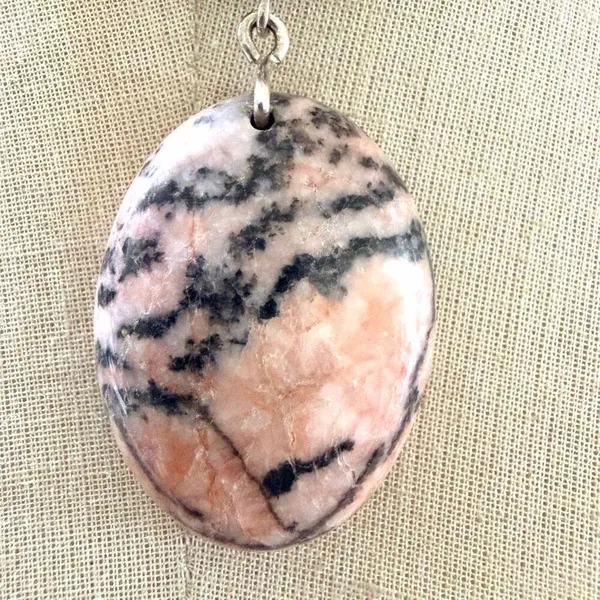 Sterling Silver Rhodonite Pendant Necklace w Freshwater Pearls - Image 2