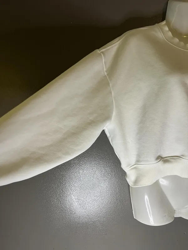Athleta Sweatshirt Womens Medium White Fleece Crewneck Pullover Relaxed Fit - Image 3