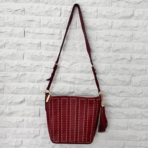 NWT Michael Kors Brown ‘Brooklyn Grommet Leather Feed Bag’ Crossbody in “Brick” - Image 5