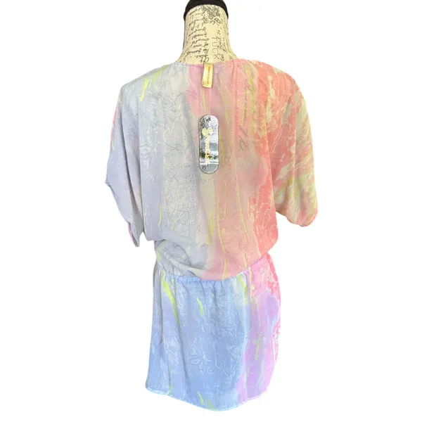 Shoreline Pink Blue Tie Dye Semi Sheer Swimsuit Cover Up Size 1X - Image 2