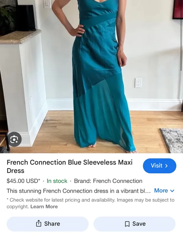 Silky Teal Slip Dress - Spaghetti Strap Maxi French connection - Image 4