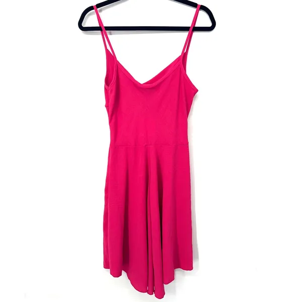 See You Monday Y2K‎ Hot Pink Cowl Neck Fit Flare Mini Dress MED Festival Barbie - Image 4