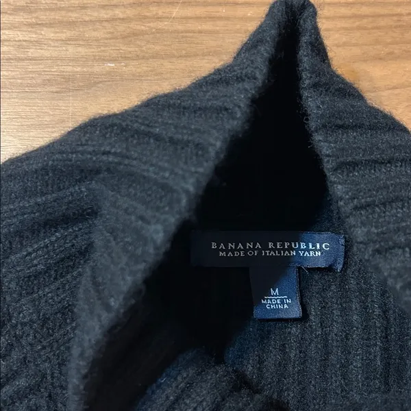 Banana Republic Black Ribbed Cardigan Size Medium Wool Cashmere Blend - Image 3