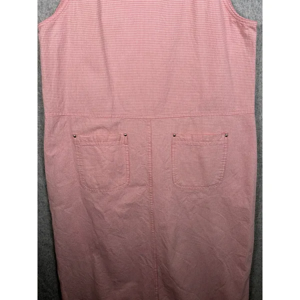 Vintage Mountain Lake Casuals Medium Overalls Dress Red Checkered Cotton Pockets - Image 3
