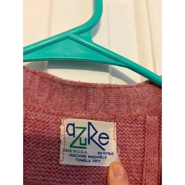 Vintage Azure Vest Womens Button Up Sleeveless Knit Top Pink‎ Casual Grandma - Image 5