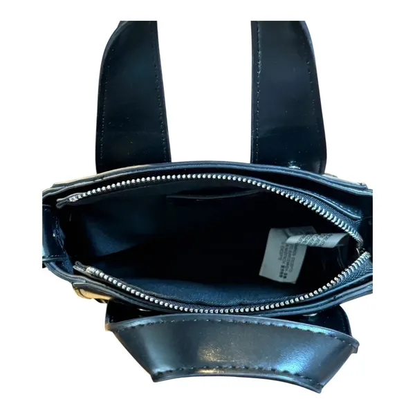 Zara Mini Crossbody Bag Black Faux Leather Studded Top‎ Handle Tote Purse City - Image 4