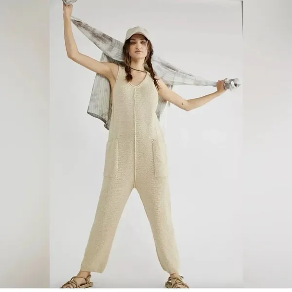 Free people Knit Cream Jumpsuit - Image 2