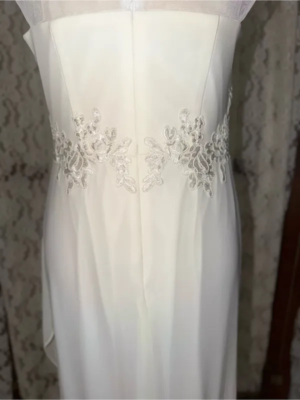 Elegant New David’s Bridal Chiffon Mesh Wedding Gown - Image 8