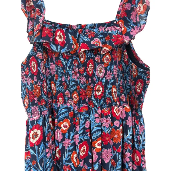 Vineyard Vines Womens Tisbury Floral Smocked Sleeveless Midi Dress Size Large - Image 5