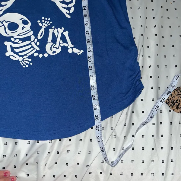 Ekouaer Maternity blue Halloween skeleton baby shirt size large - Image 6