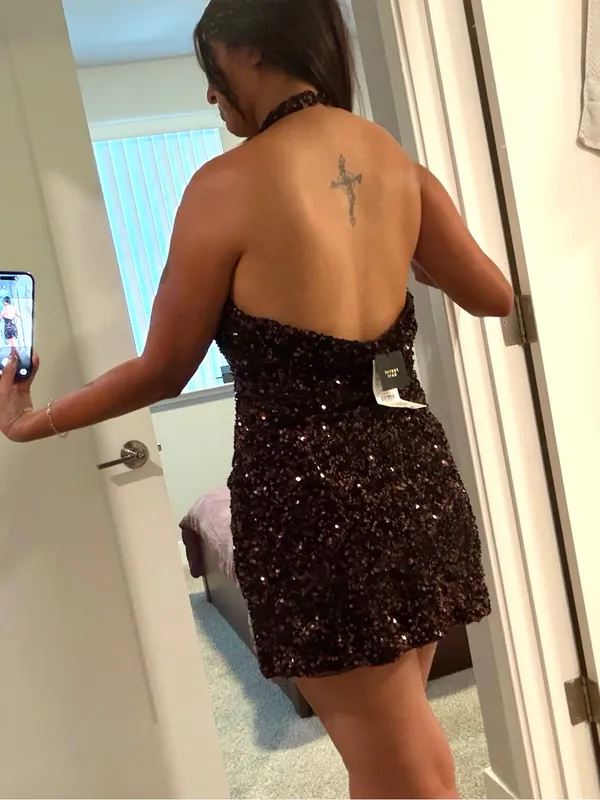 ZARA Sequin Halter Dress - Image 5