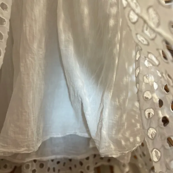 Passports Women’s Textured Midi Skirt Elegant White Boho Euro Summer Layered 🪬🧿 - Image 4