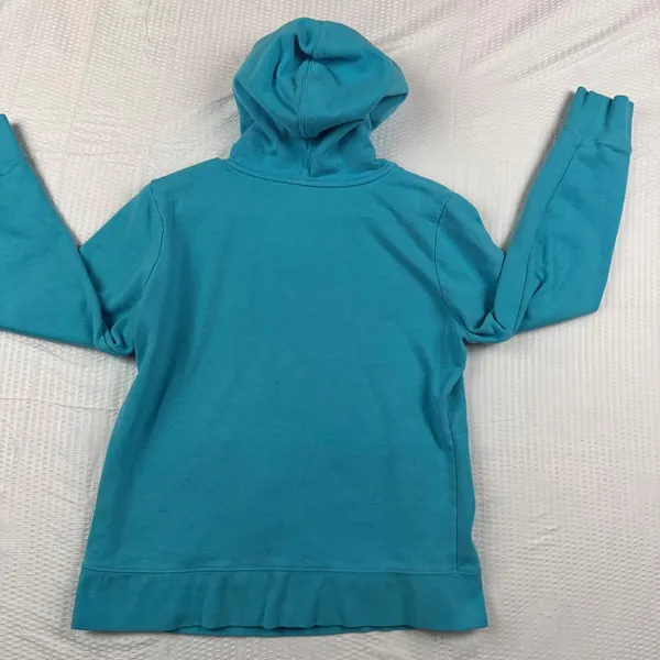The North Face Womens Turquoise Blue Logo Pullover Hoodie Sweatshirt Size L - Image 4