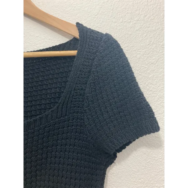 Asos Designs Grunge Emo Whimsigoth Black Knit Crochet Sweater Crop Top Medium - Image 2