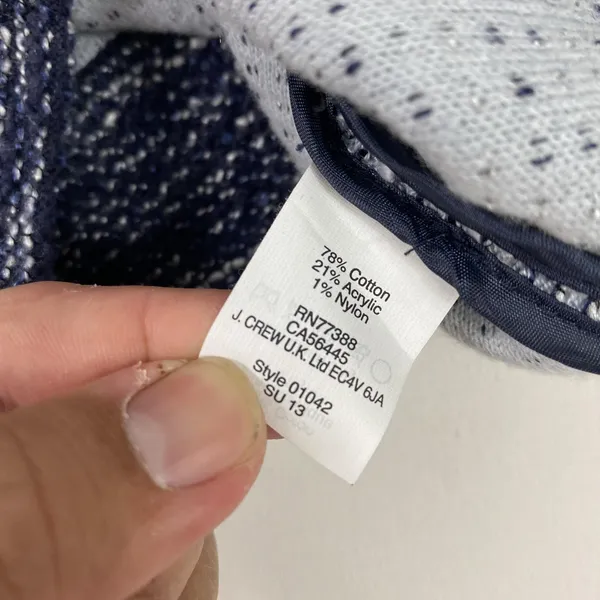 J Crew Sweater Womens XS Blue White‎ Marled Full Zip Knit Cardigan Long Sleeve - Image 6