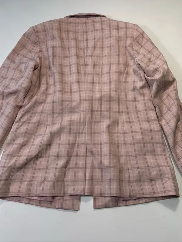 Nine West Blush Pink Plaid Single-Button Blazer Size Medium NWOT - Image 8