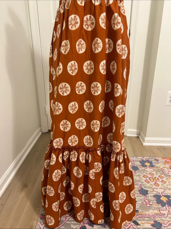Free People Leanna Bandeau Tube Maxi Dress In Brick Combo Cotton NWT Size Large - Image 8