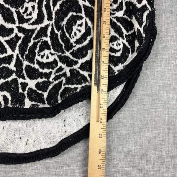 Anthropologie MOTH Sweater Womens Small Black Floral 3/4 Sleeve Open Knit - Image 7