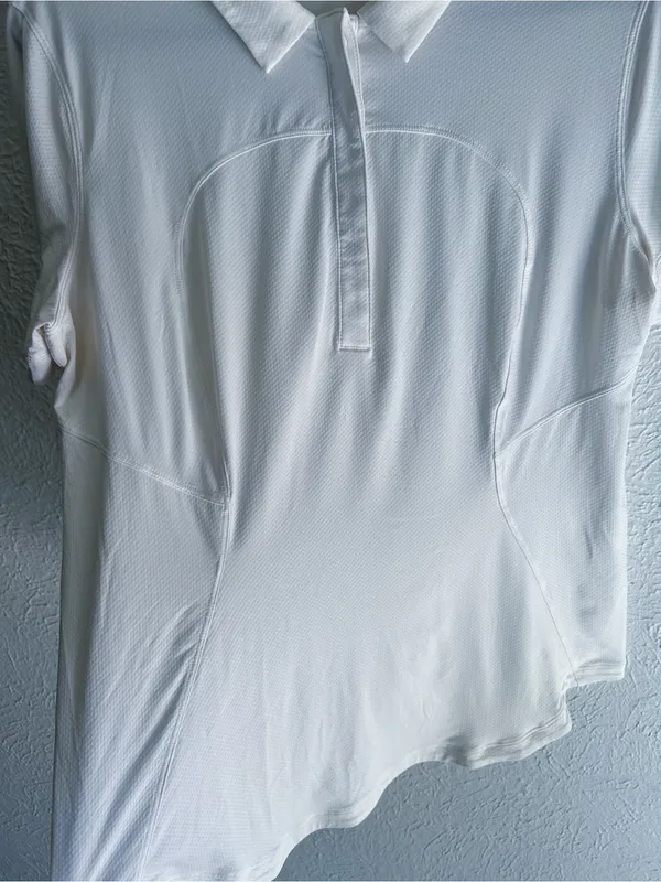Lululemon Lululemon Quick-Drying Short Sleeve Polo Shirt White Vapor Sz 12/14 - Image 4