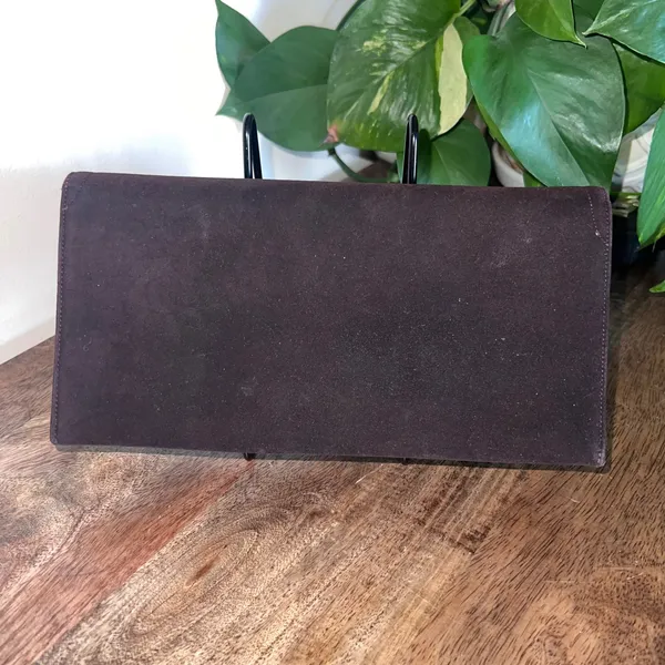 Dominic Romano Suede‎ Clutch Bag Evening Purse Party Elegant Brown - Image 2